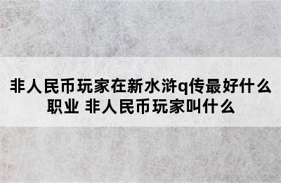 非人民币玩家在新水浒q传最好什么职业 非人民币玩家叫什么